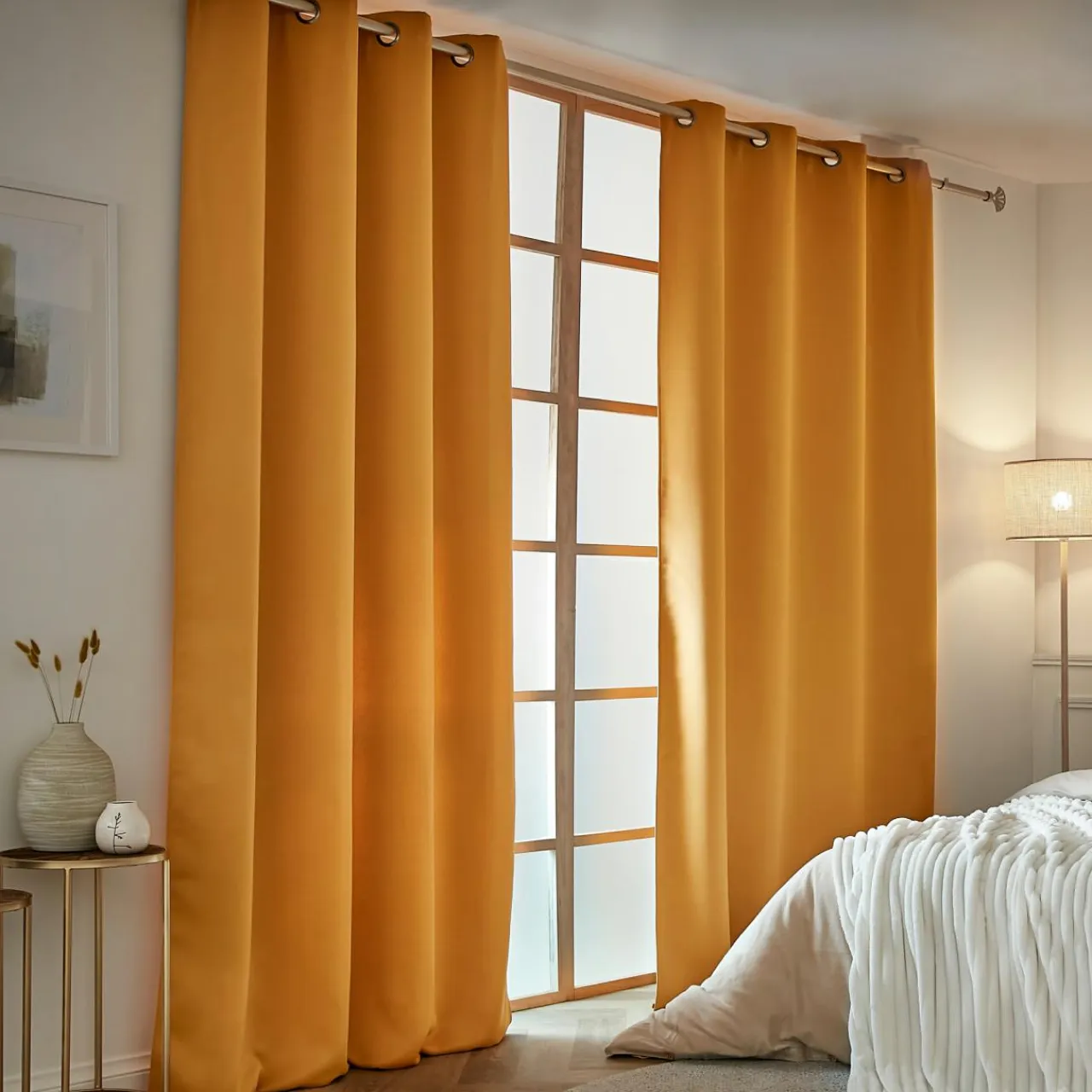 EMINZA Rideau obscurcissant thermique (140 x 280 cm) Calore Jaune moutarde New