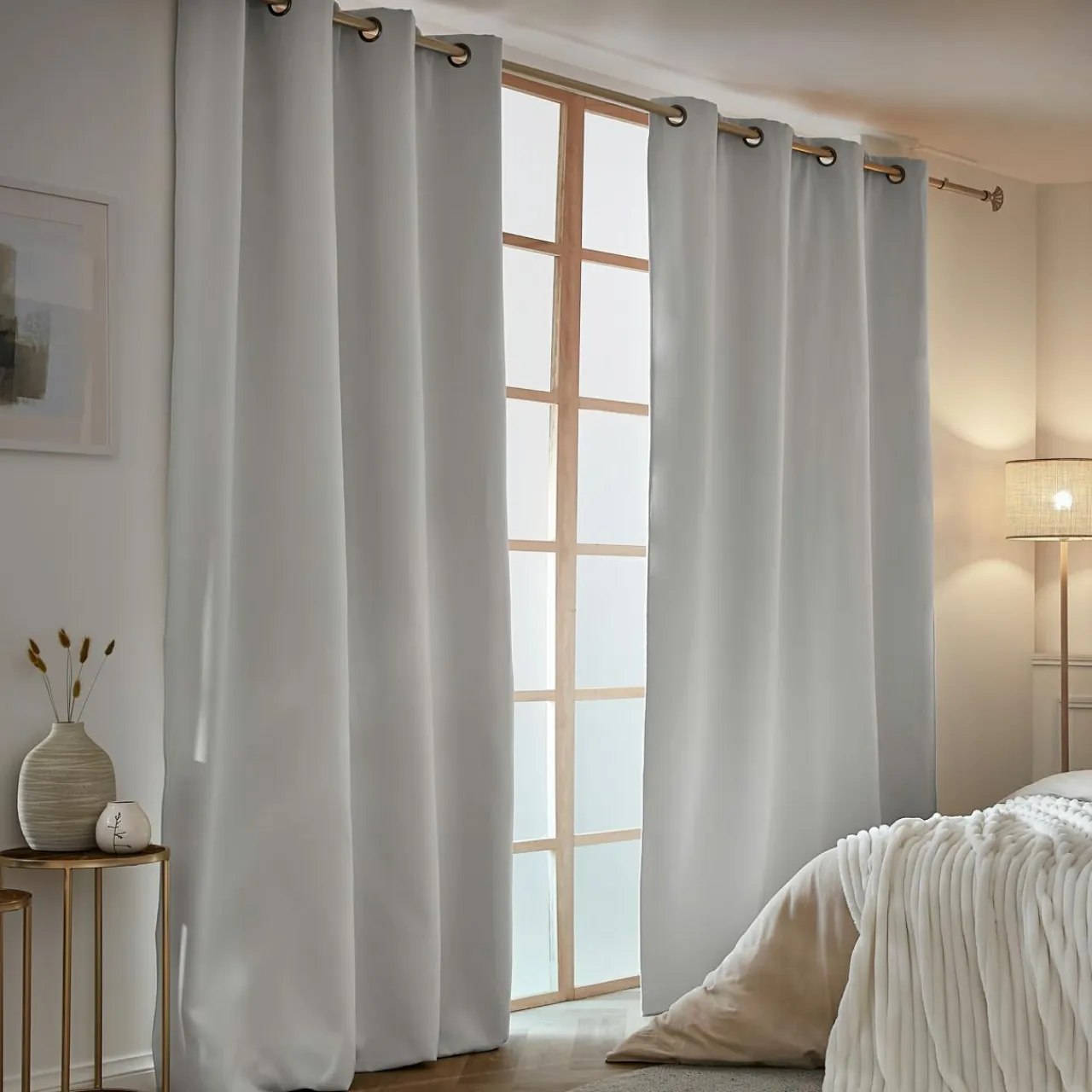 EMINZA Rideau obscurcissant thermique (140 x 280 cm) Calore Gris clair Outlet