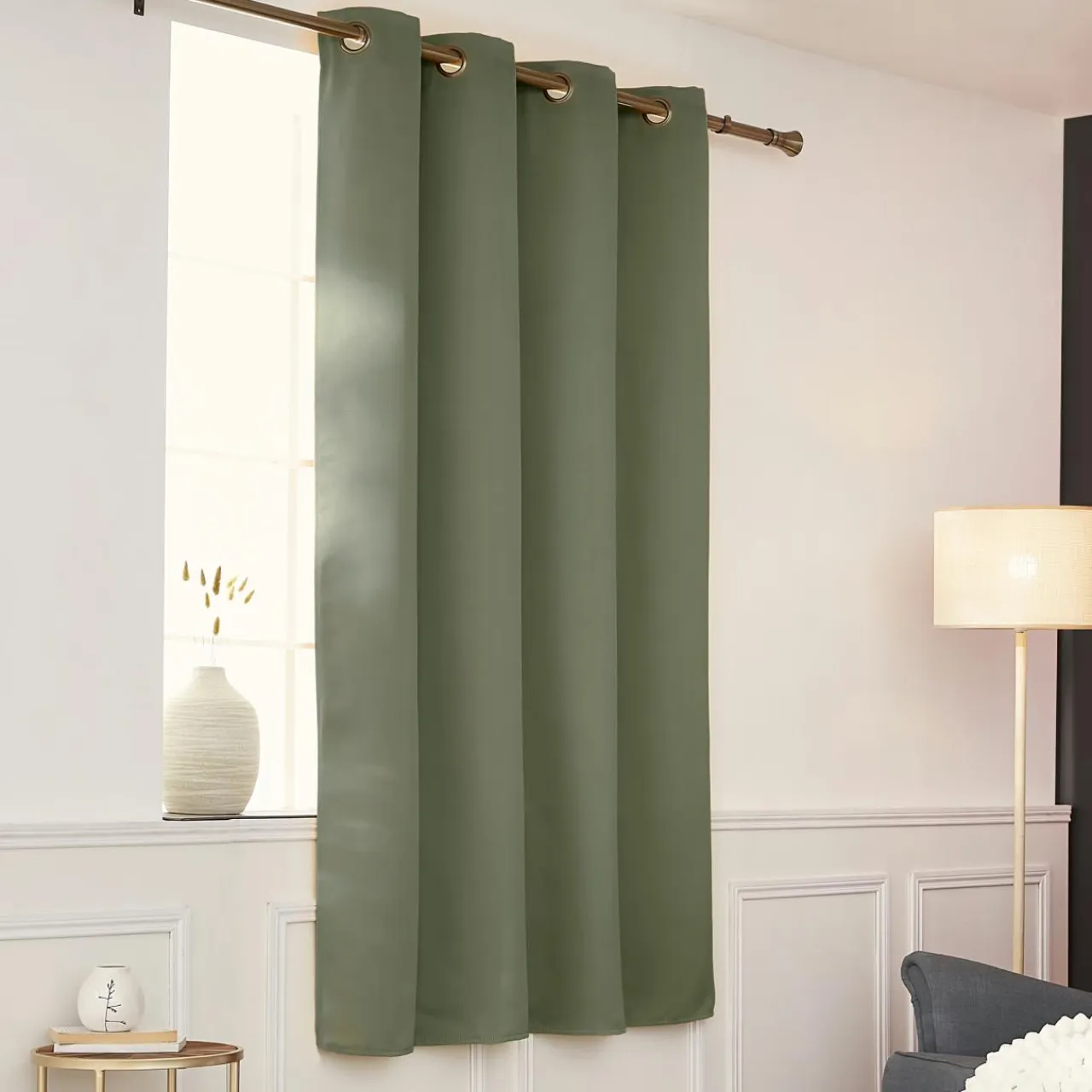 EMINZA Rideau obscurcissant thermique (140 x 180 cm) Calore Vert kaki Clearance