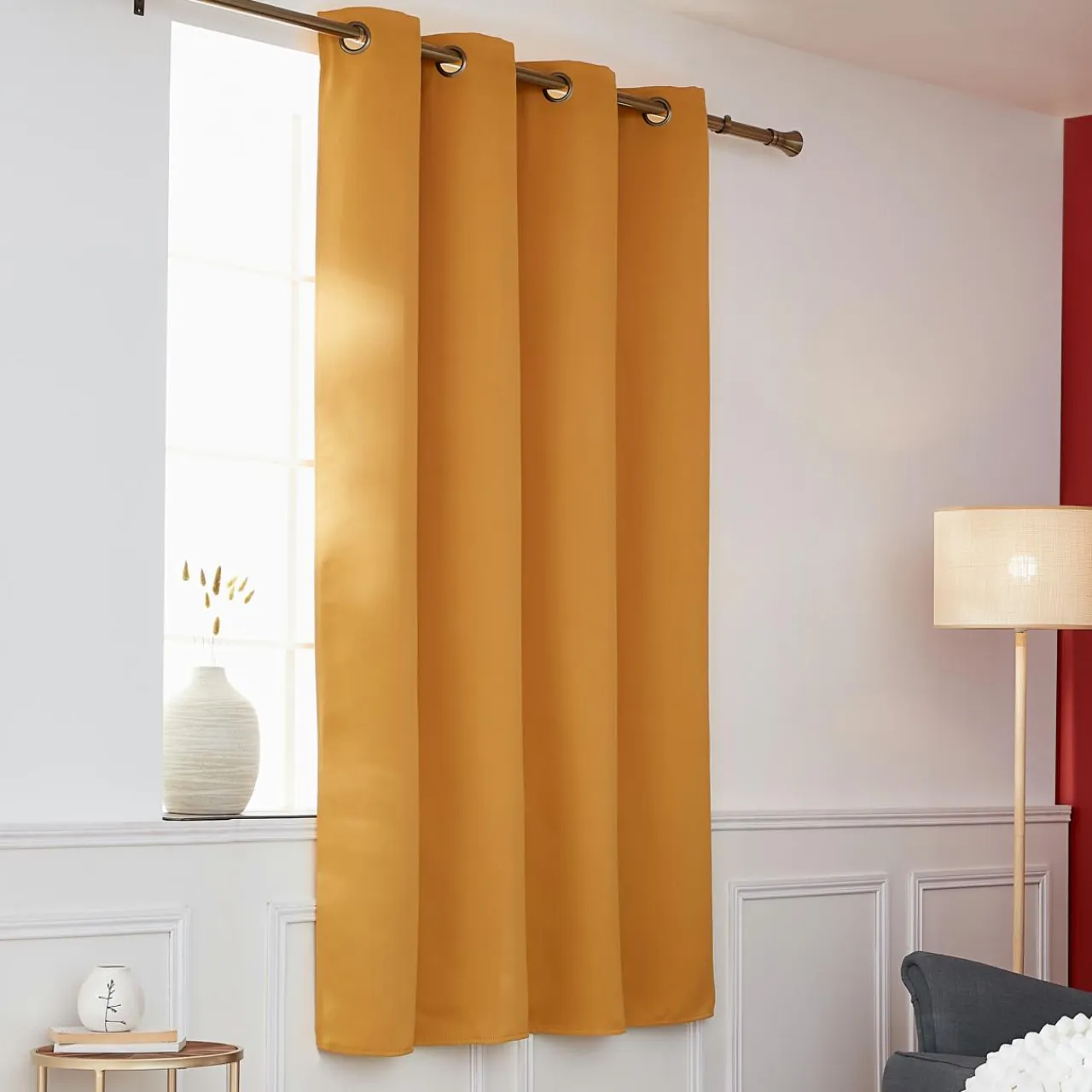 EMINZA Rideau obscurcissant thermique (140 x 180 cm) Calore Jaune moutarde Discount