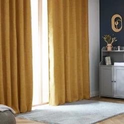 EMINZA Rideau obscurcissant thermique galon fronceur (140 x 240 cm) Alba Jaune moutarde Outlet
