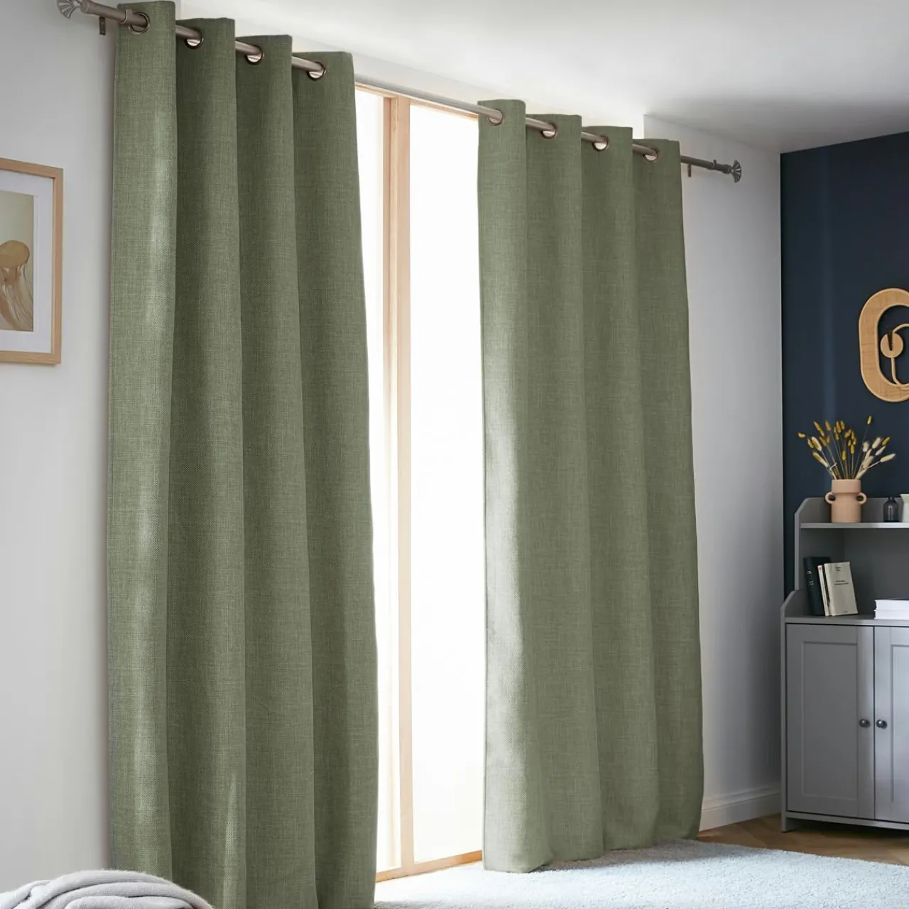 EMINZA Rideau obscurcissant thermique (140 x 240 cm) Alba Vert romarin Discount