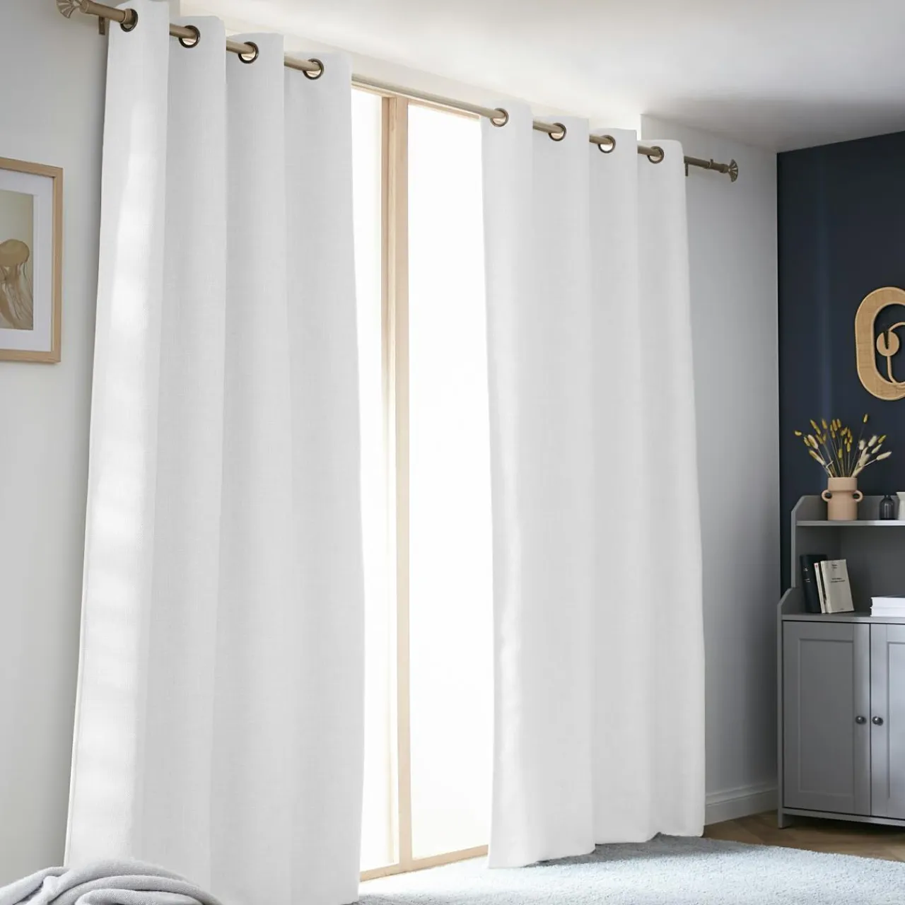 EMINZA Rideau obscurcissant thermique (140 x 240 cm) Alba perle Blanc Hot