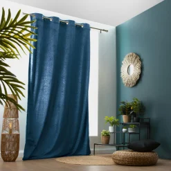 EMINZA Rideau obscurcissant velours (140 x 240 cm) Fern Bleu marine Discount