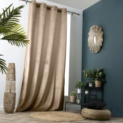 EMINZA Rideau obscurcissant velours (140 x 280 cm) Fern Taupe Discount