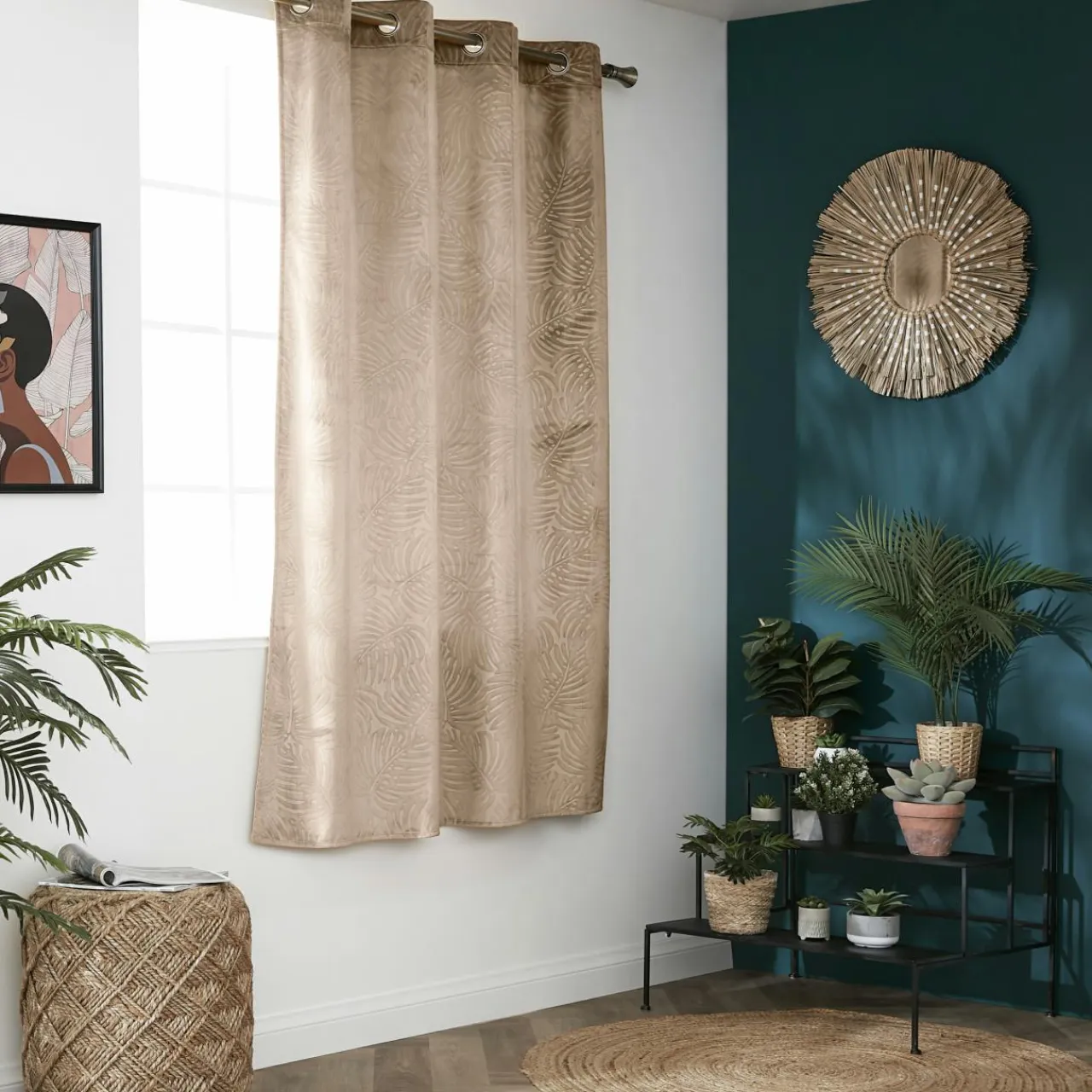EMINZA Rideau obscurcissant velours (140 x 180 cm) Fern Taupe Online