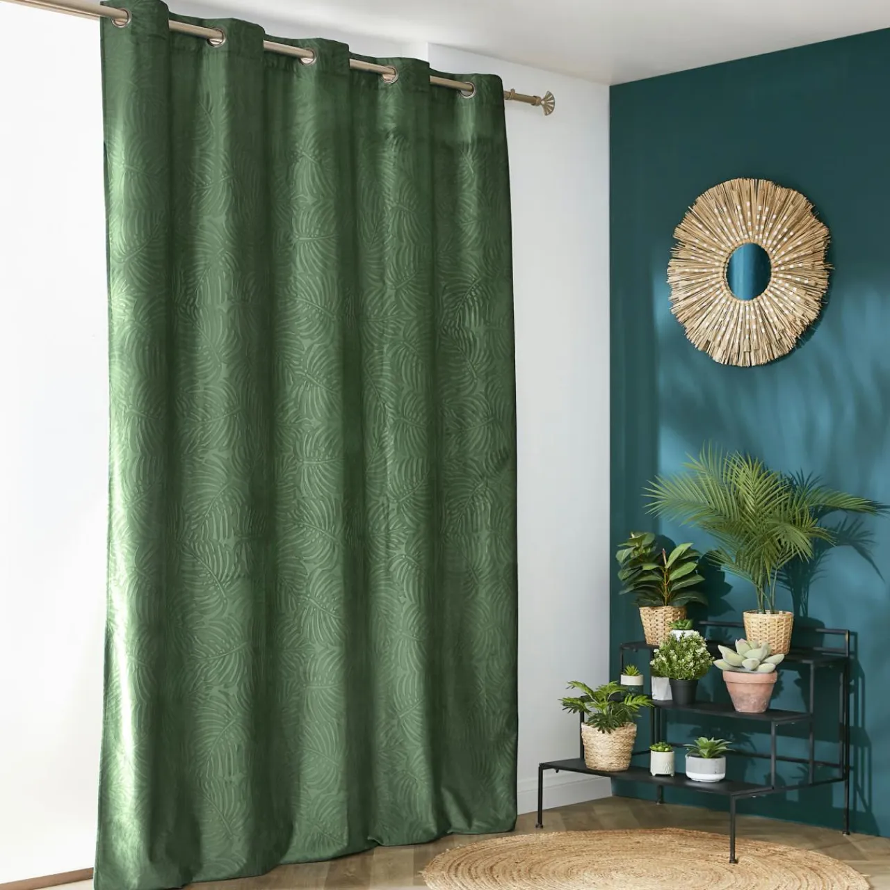 EMINZA Rideau obscurcissant velours (180 x 260 cm) Fern Vert romarin