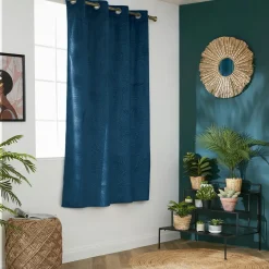 EMINZA Rideau obscurcissant velours (140 x 180 cm) Fern Bleu marine Best