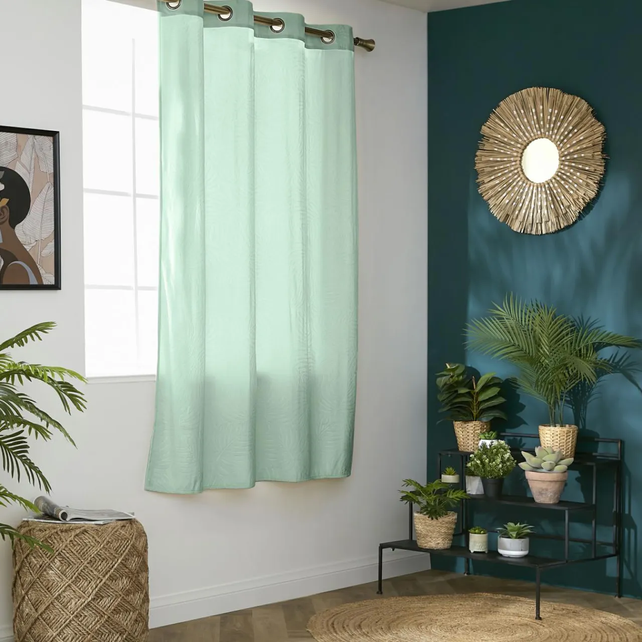 EMINZA Rideau obscurcissant velours (140 x 180 cm) Fern Vert sauge