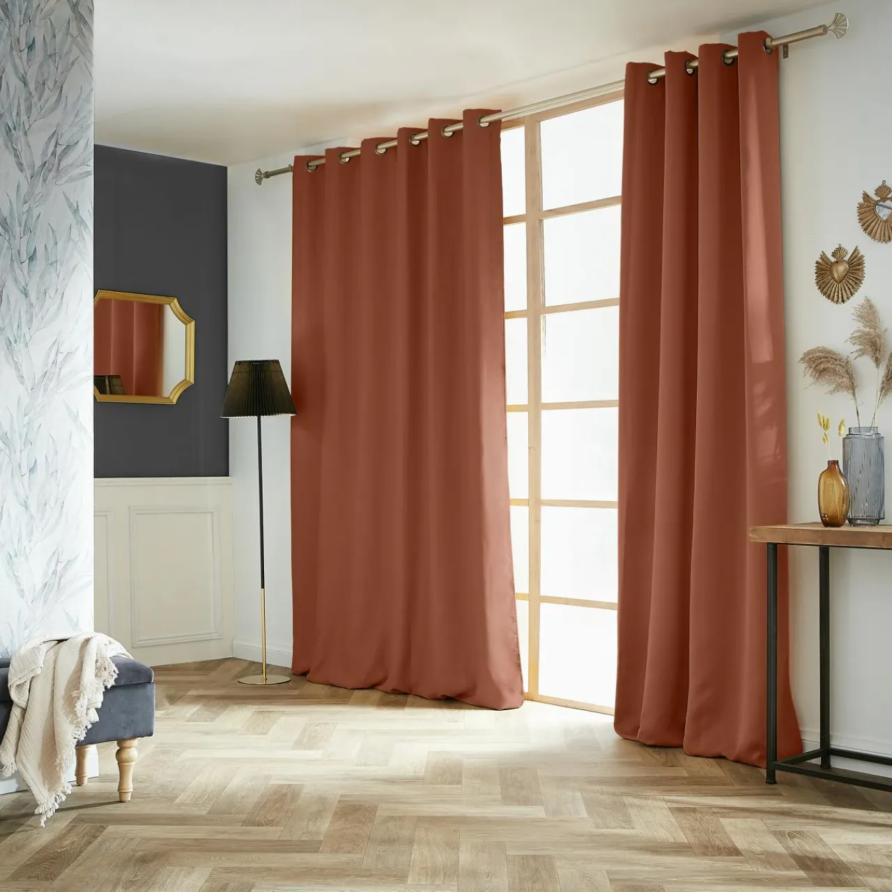 EMINZA Rideau obscurcissant (180 x 260 cm) Dark Terracotta Best
