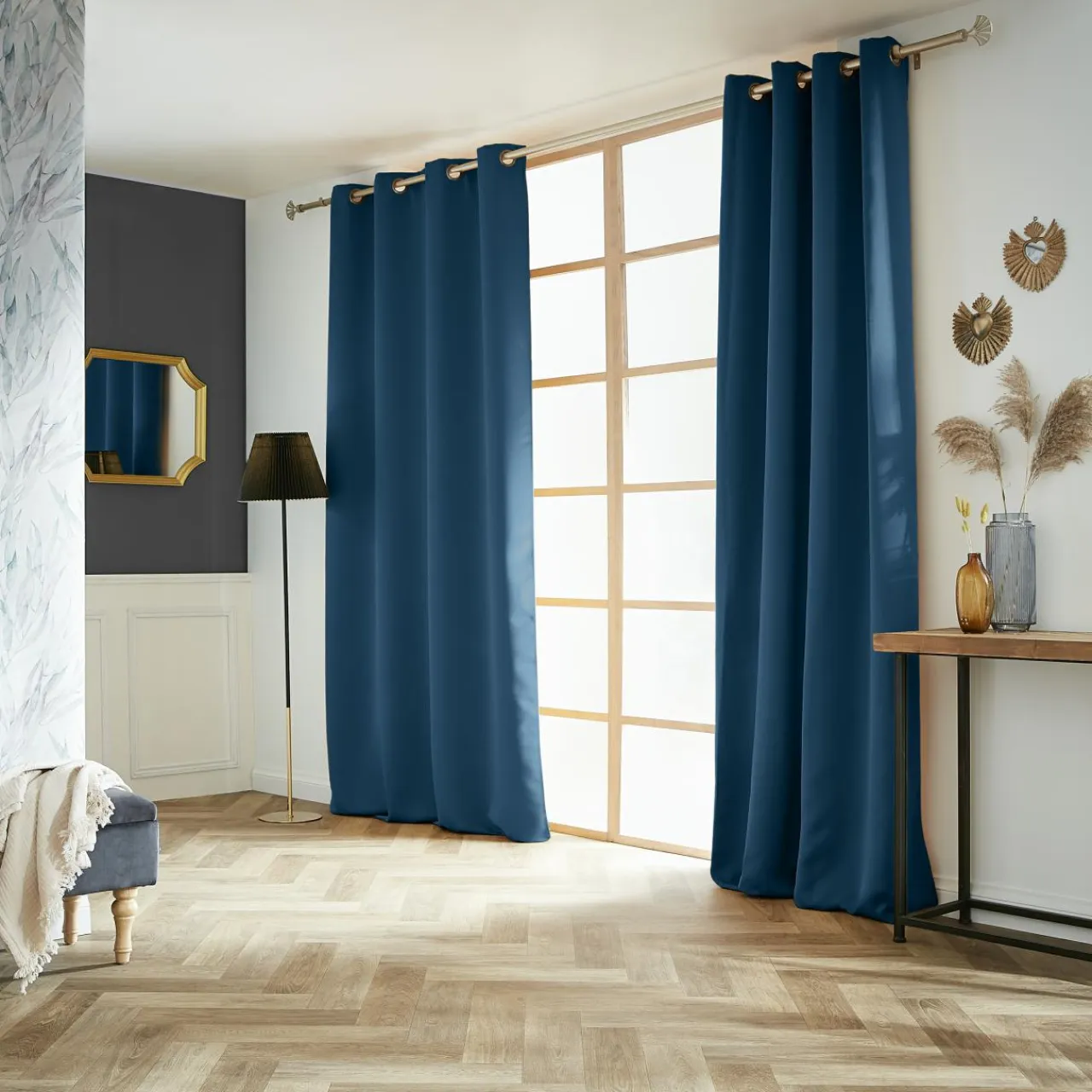 EMINZA Rideau obscurcissant (140 x 280 cm) Dark Bleu pétrole Discount
