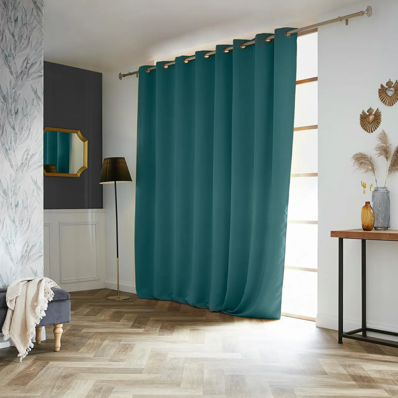 EMINZA Rideau obscurcissant (280 x 260 cm) Dark Bleu canard