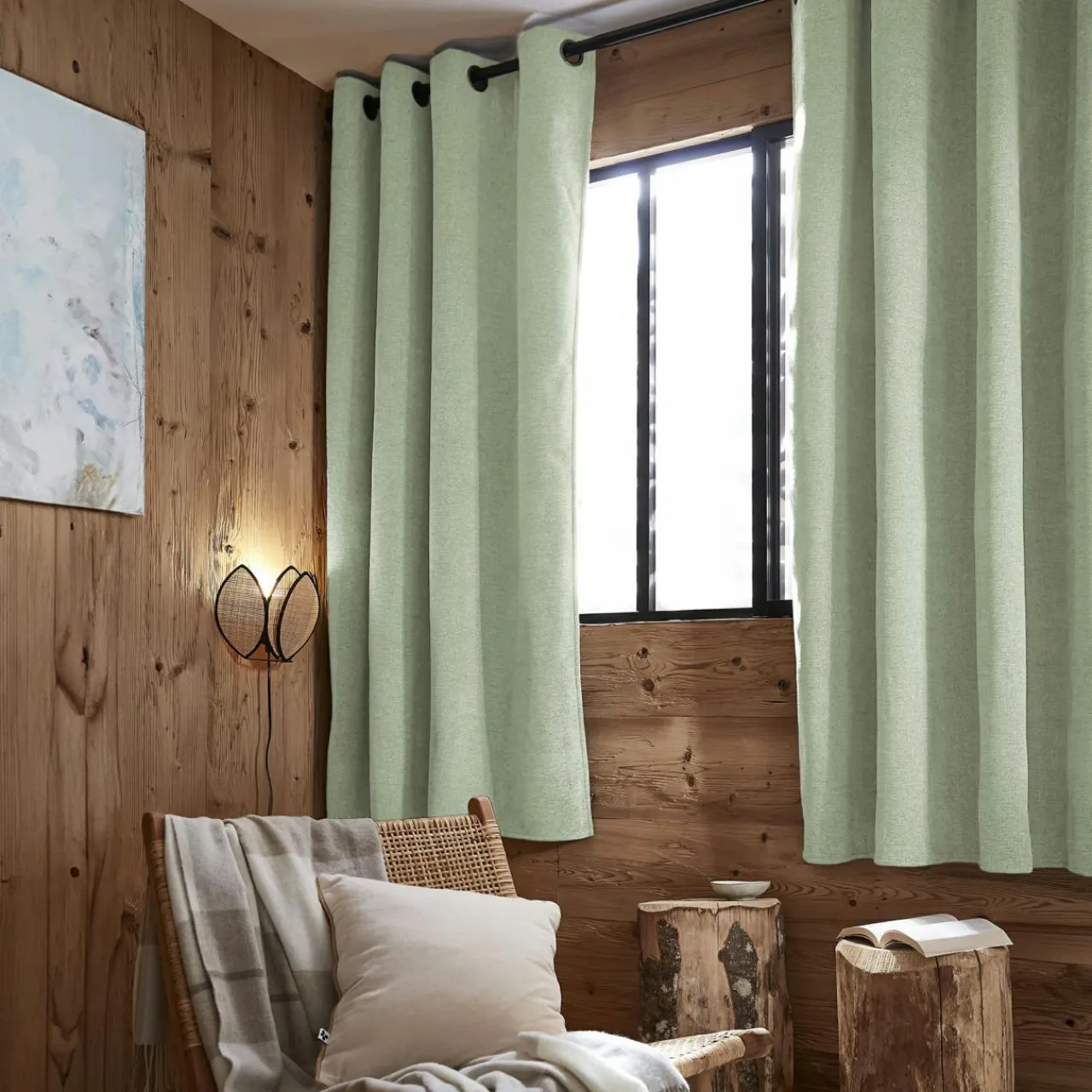 EMINZA Rideau occultant isolant Total Blackout (140 x 180 cm) Magnus Vert Eucalyptus New