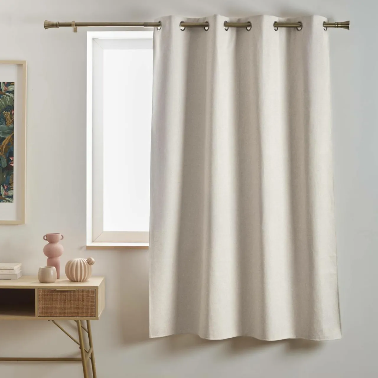 EMINZA Rideau occultant Total Blackout (140 x 180 cm) Ombra sable Beige Clearance