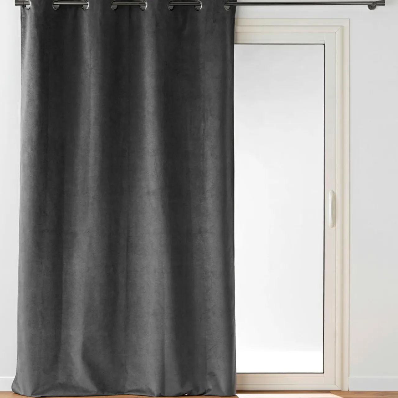 douceur d'intu017drieur Rideau occultant velours (140 x 260 cm) Olympe Gris Anthracite Sale