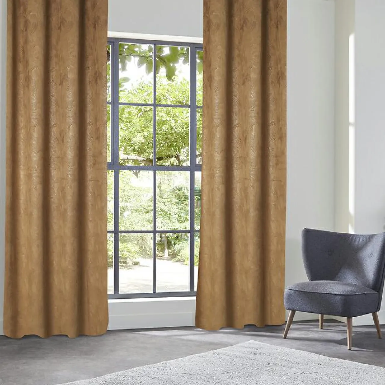 Atmosphera, cru017dateur d'intu017drieur Rideau occultant velours (135 x 260 cm) Fuji Marron Cannelle Clearance