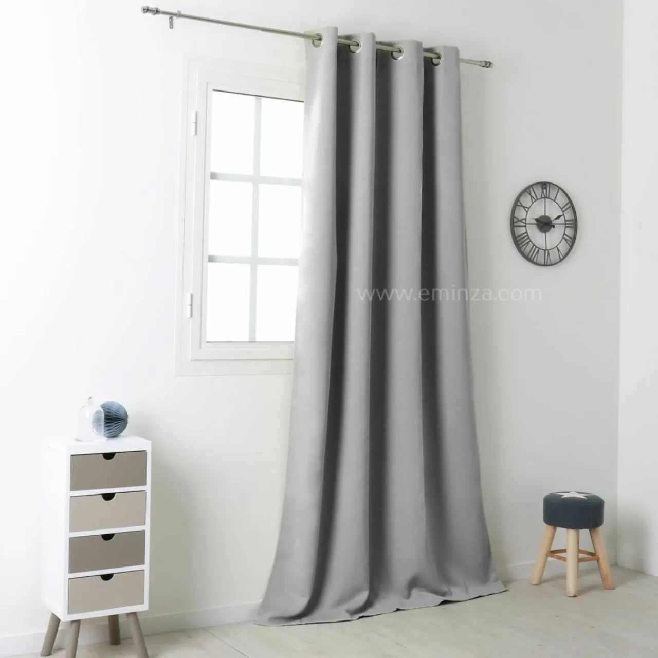 LOVELY CASA Rideau occultant (135 x H250 cm) Notte Gris Discount