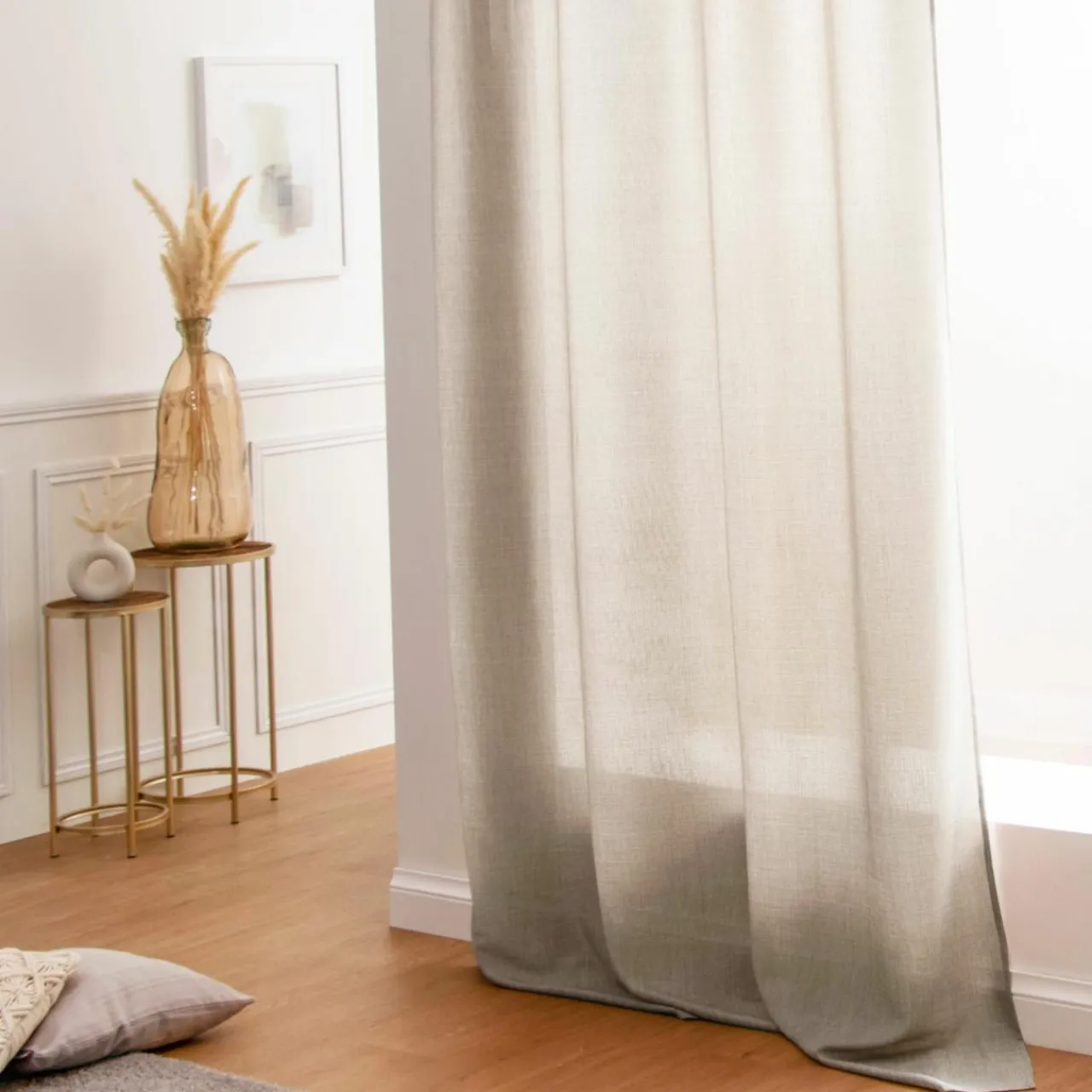 LOVELY CASA Rideau oeillets (140 x 260 cm) Bea Taupe clair Sale