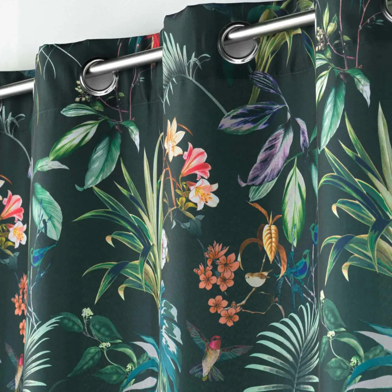 DOUCEUR D'INTERIEUR Rideau oeillets (140 x 260 cm) Féerie Vert émeraude Sale