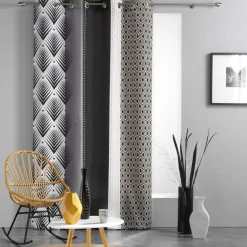 DOUCEUR D'INTERIEUR Rideau oeillets (140 X 260 cm) Galileo Noir Clearance