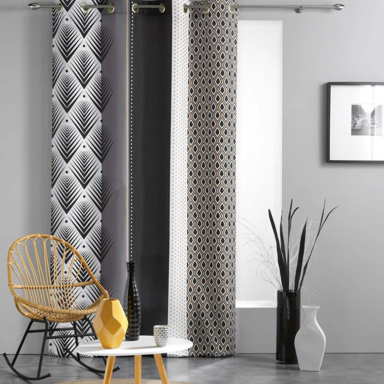 DOUCEUR D'INTERIEUR Rideau oeillets (140 X 260 cm) Galileo Noir Clearance