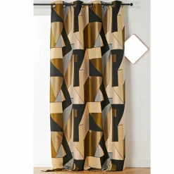 LINDER Rideau oeillets (135 x 260 cm) L'estaque Noir Discount