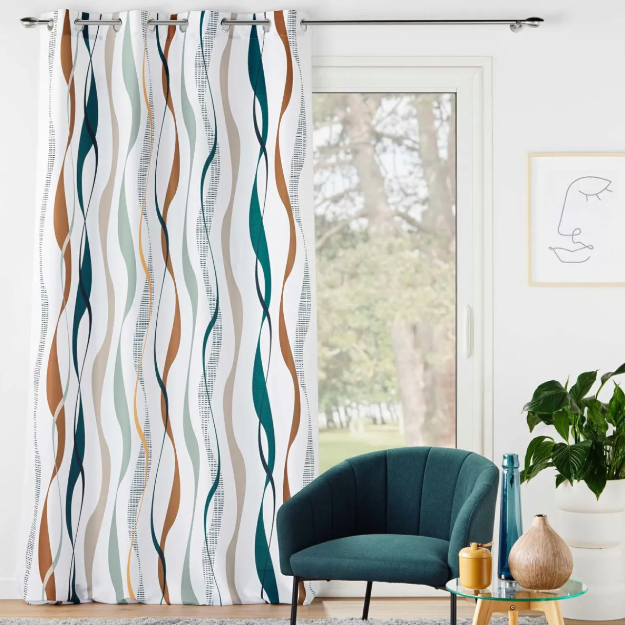DOUCEUR D'INTERIEUR Rideau oeillets (140 x 280 cm) Lisana Multicolore Online