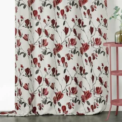 LINDER Rideau oeillets (135 x 250 cm) Magnolia Rouge Best