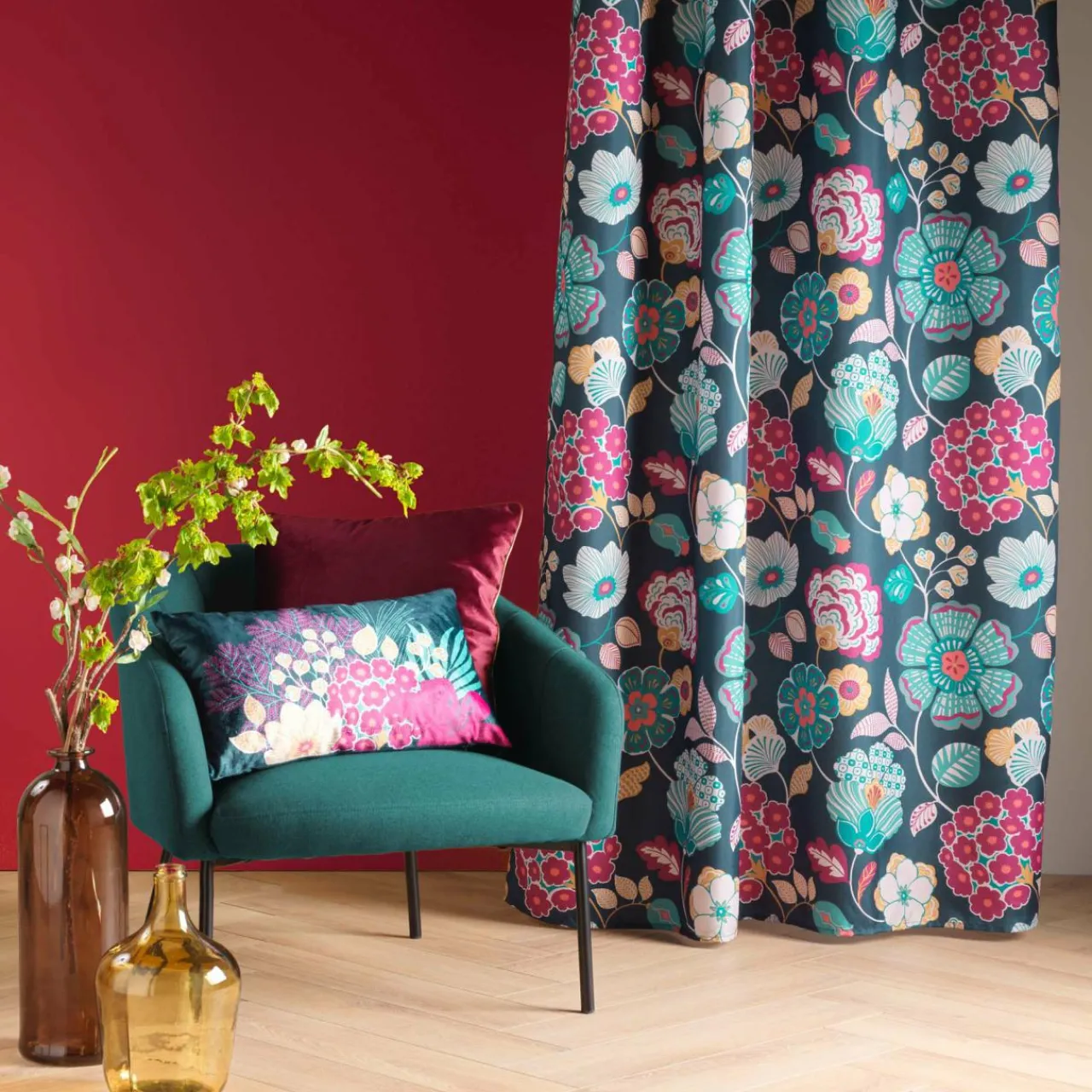 DOUCEUR D'INTERIEUR Rideau oeillets (140 x 260 cm) Winteria Bleu canard Hot