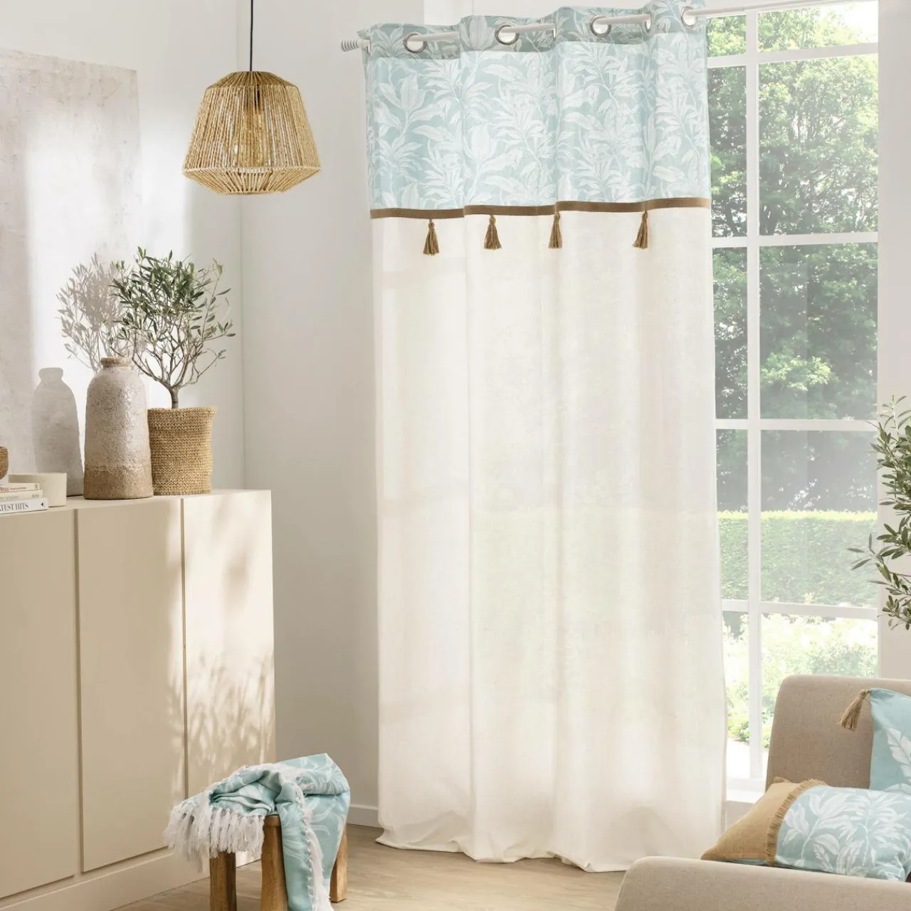 douceur d'intu017drieur Rideau polycoton (140 x 240 cm) Hera Bleu Best