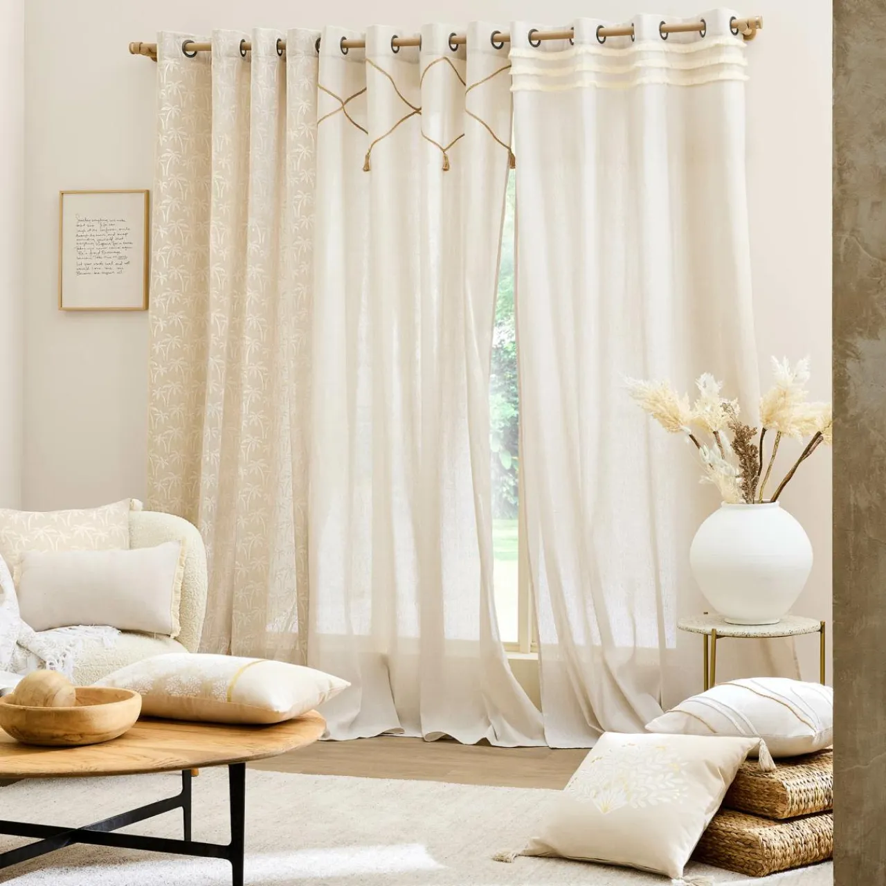 douceur d'intu017drieur Rideau polycoton (140 x 240 cm) Lacia Beige Sale