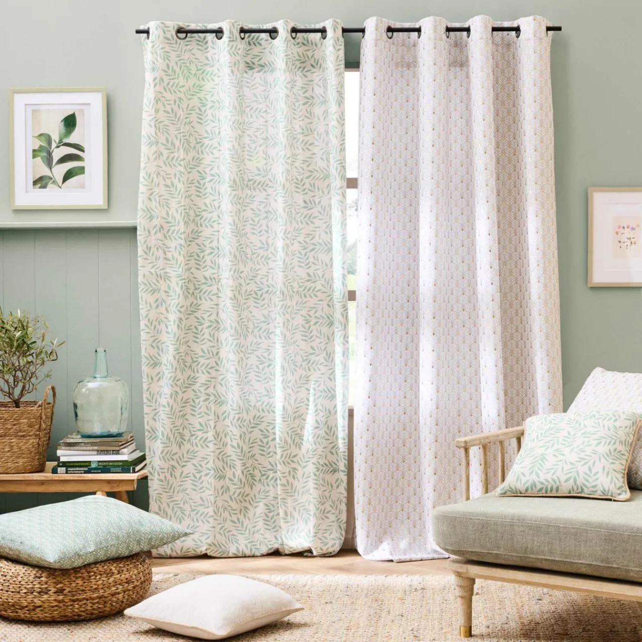 douceur d'intu017drieur Rideau polycoton (140 x 240 cm) Naya Vert sauge