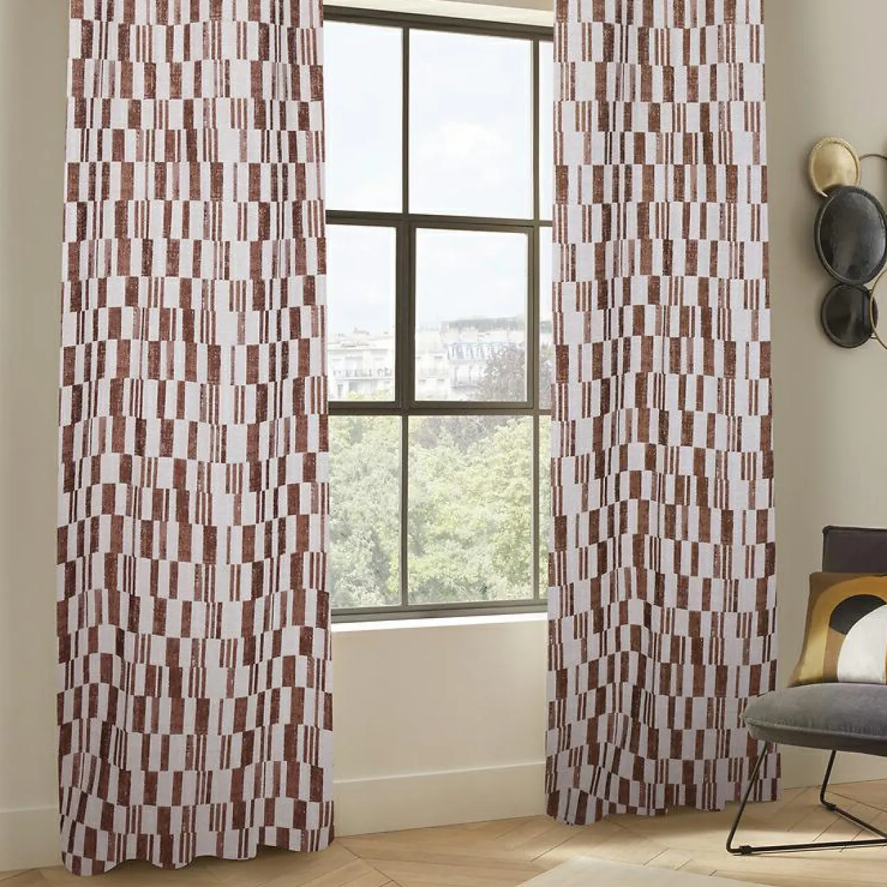 Atmosphera, cru017dateur d'intu017drieur Rideau tissé (140 x 260 cm) Leyna Terracotta Online