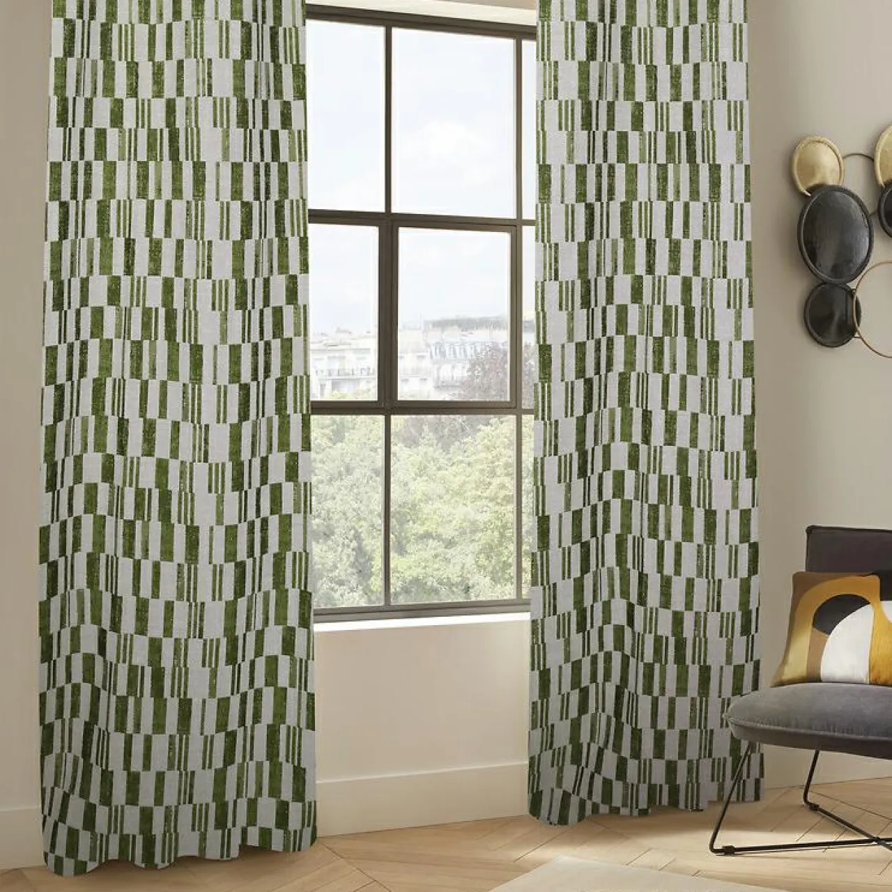 Atmosphera, cru017dateur d'intu017drieur Rideau tissé (140 x 260 cm) Leyna Vert kaki Outlet