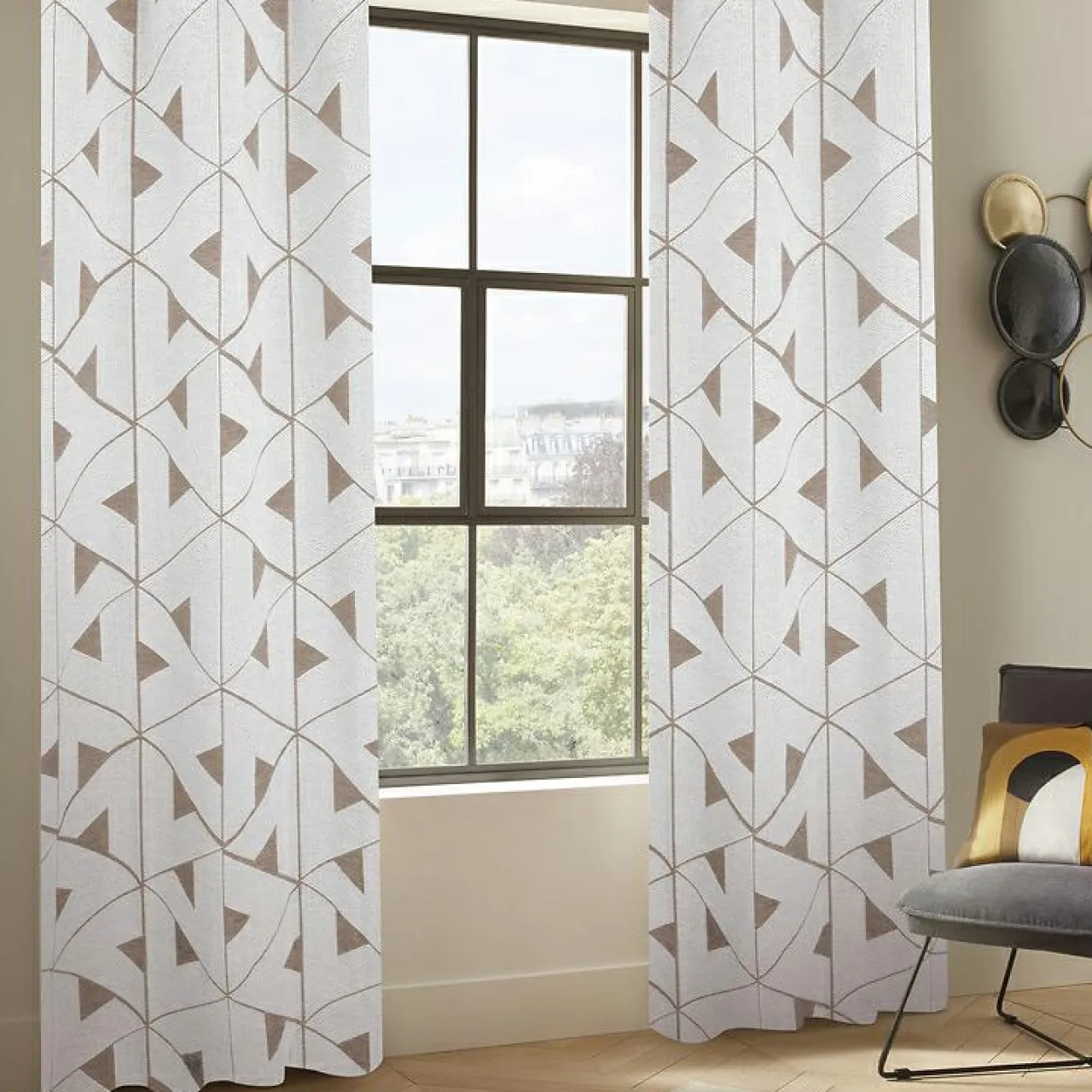 Atmosphera, cru017dateur d'intu017drieur Rideau tissé (140 x 260 cm) Maloé Marron Cannelle Clearance