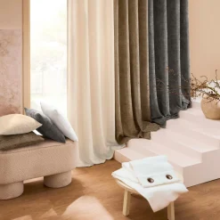 douceur d'intu017drieur Rideau velours chenille (140 x 260 cm) Leo Beige