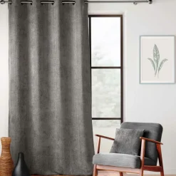 douceur d'intu017drieur Rideau Velours Chenille (140 x 260 cm) Leo Gris Anthracite Outlet