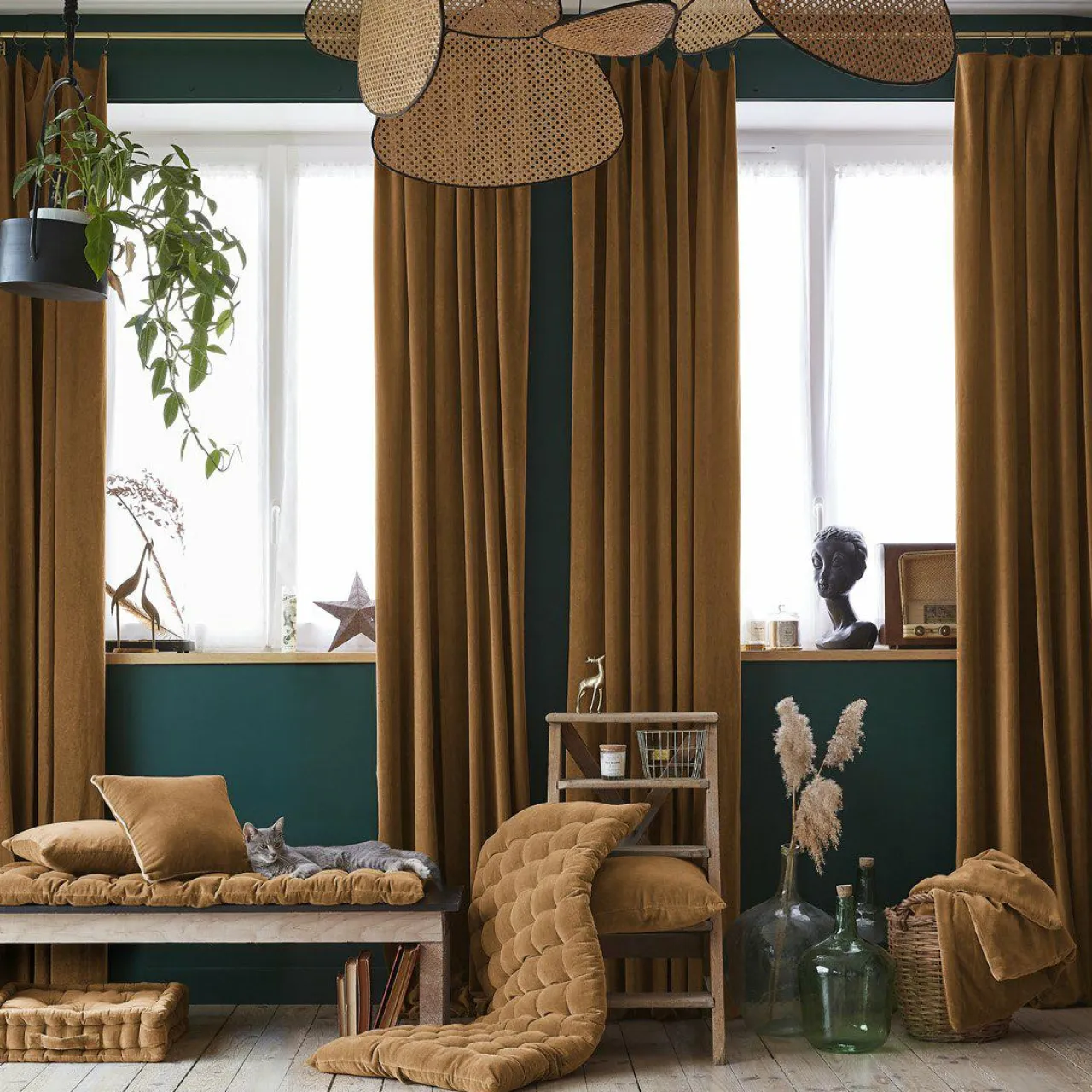 EMINZA Rideau velours de coton ajustable (140 x max 270 cm) Victor Camel Online