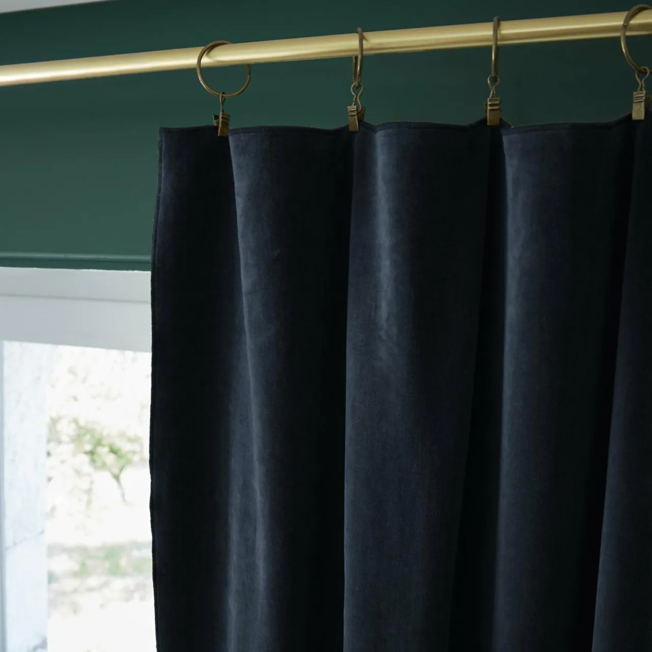 EMINZA Rideau velours de coton ajustable (140 x max 270 cm) Victor Bleu nuit Sale