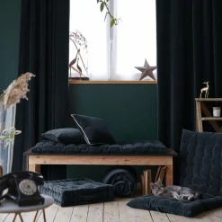 EMINZA Rideau velours de coton ajustable (140 x max 270 cm) Victor Bleu nuit Sale
