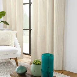 douceur d'intu017drieur Rideau velours relief (140 x 260 cm) Nils Ecru New