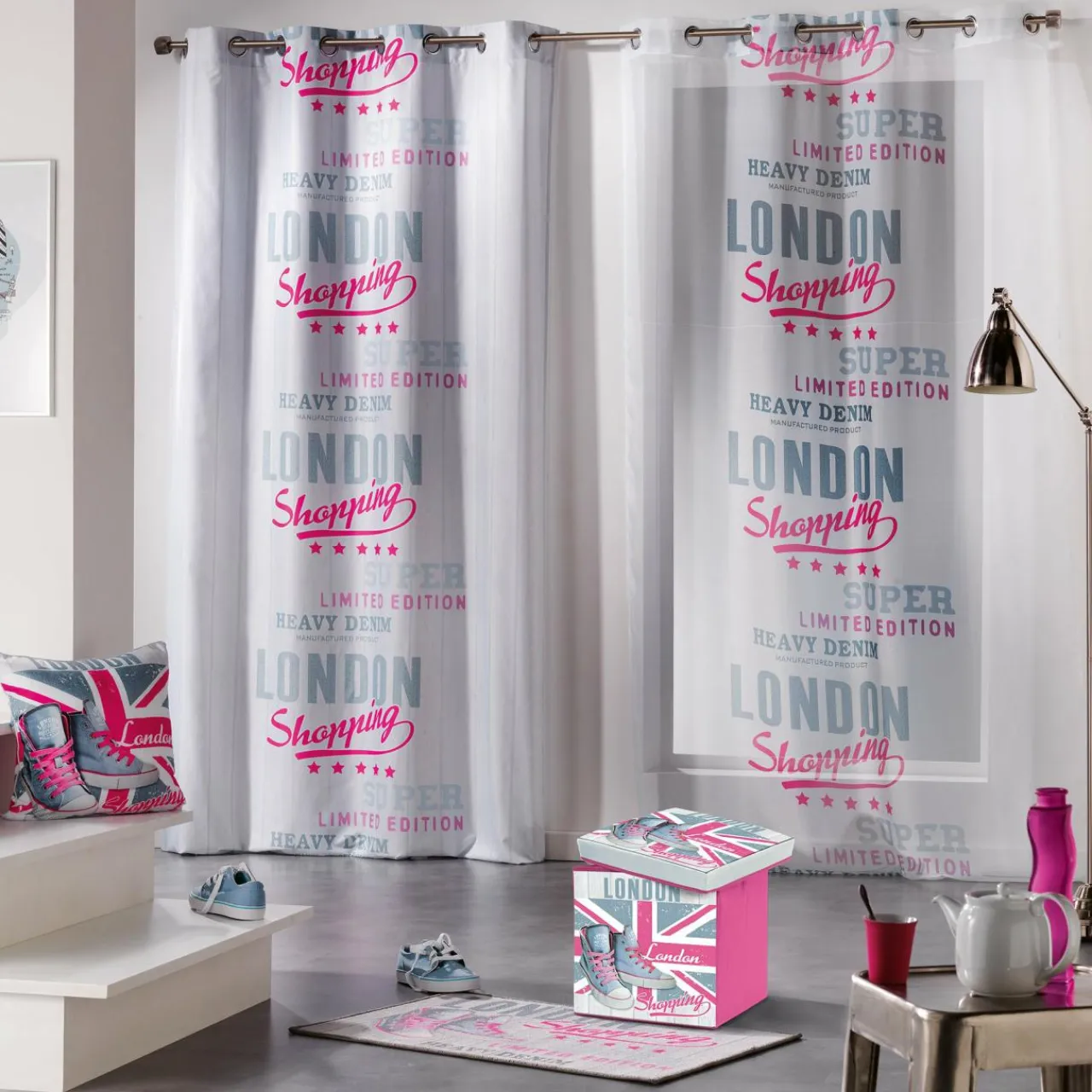 DOUCEUR D'INTERIEUR Rideau (140 x H240 cm) Girly London Blanc Clearance