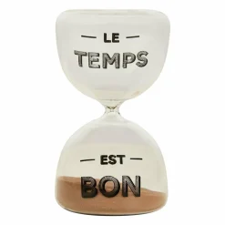 OSTARIA Sablier déco en verre (H14 cm) Le Temps est bon Blanc Sale