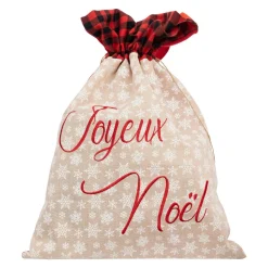 Feeric Lights & Christmas Sac cadeau en jute (H70 cm) Écosse et flocons Rouge Best