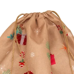 JJA Sac cadeau en jute (H70 cm) Lutin et Père Noël Beige Multicolore Outlet