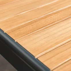 MOBELLIA Salon de jardin aluminium et bois teck 5 places Bali Gris et ardoise Anthracite Online