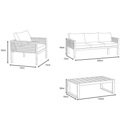 MOBELLIA Salon de jardin aluminium et bois teck 5 places Bali et gris clair Blanc Sale