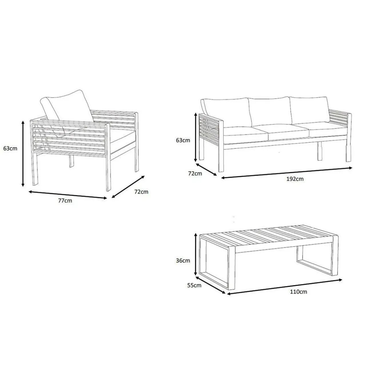 MOBELLIA Salon de jardin aluminium et bois teck 5 places Bali et gris clair Blanc Sale