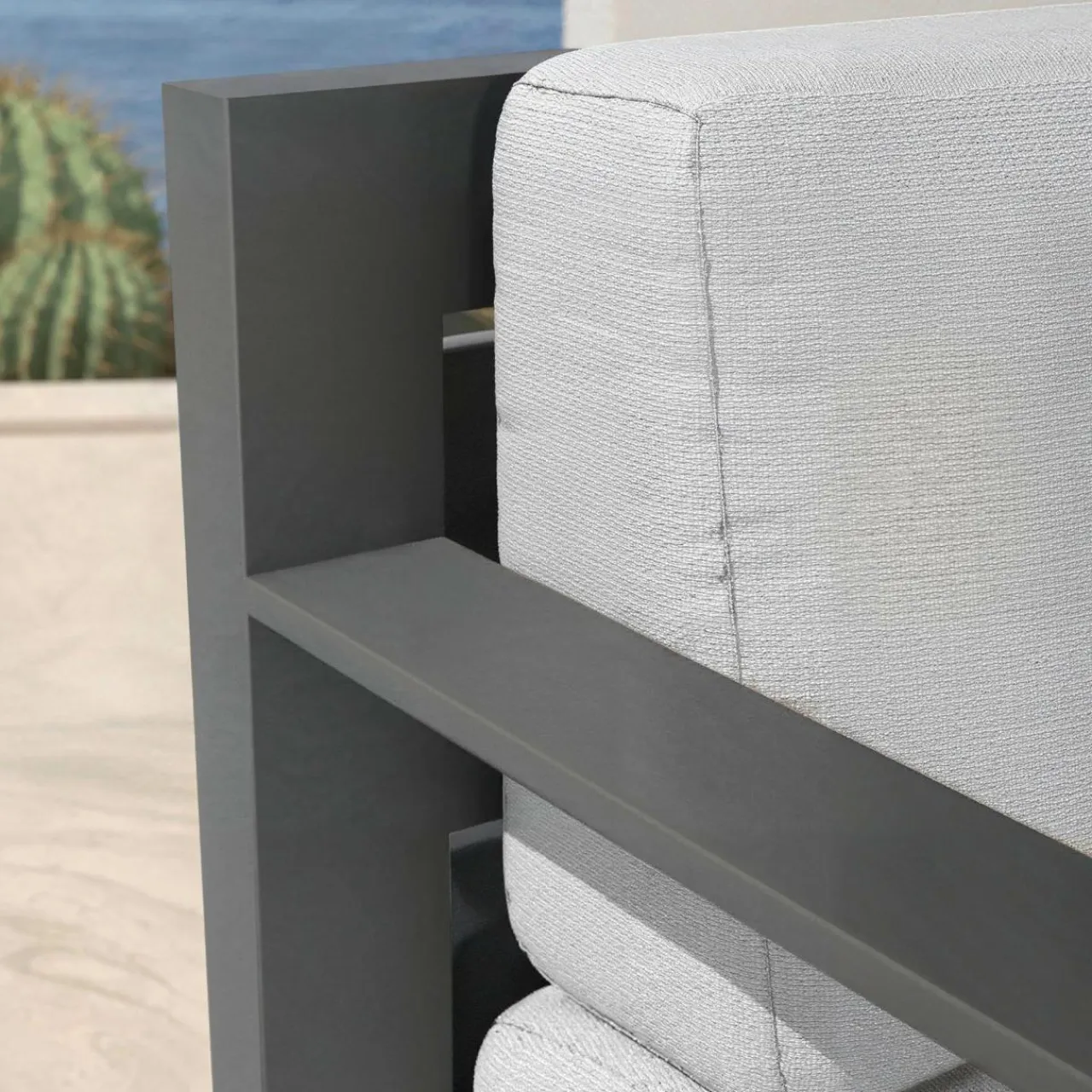 MOBELLIA Salon de jardin aluminium 7 places 5 pcs Elba Gris anthracite et gris clair Anthracite - Gris Clair Discount