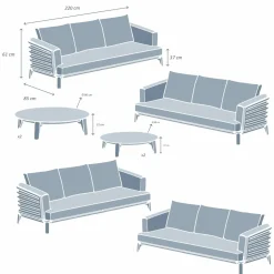 MOBELLIA Salon de jardin aluminium 12 places 8 pcs Monte Carlo Gris Anthracite New
